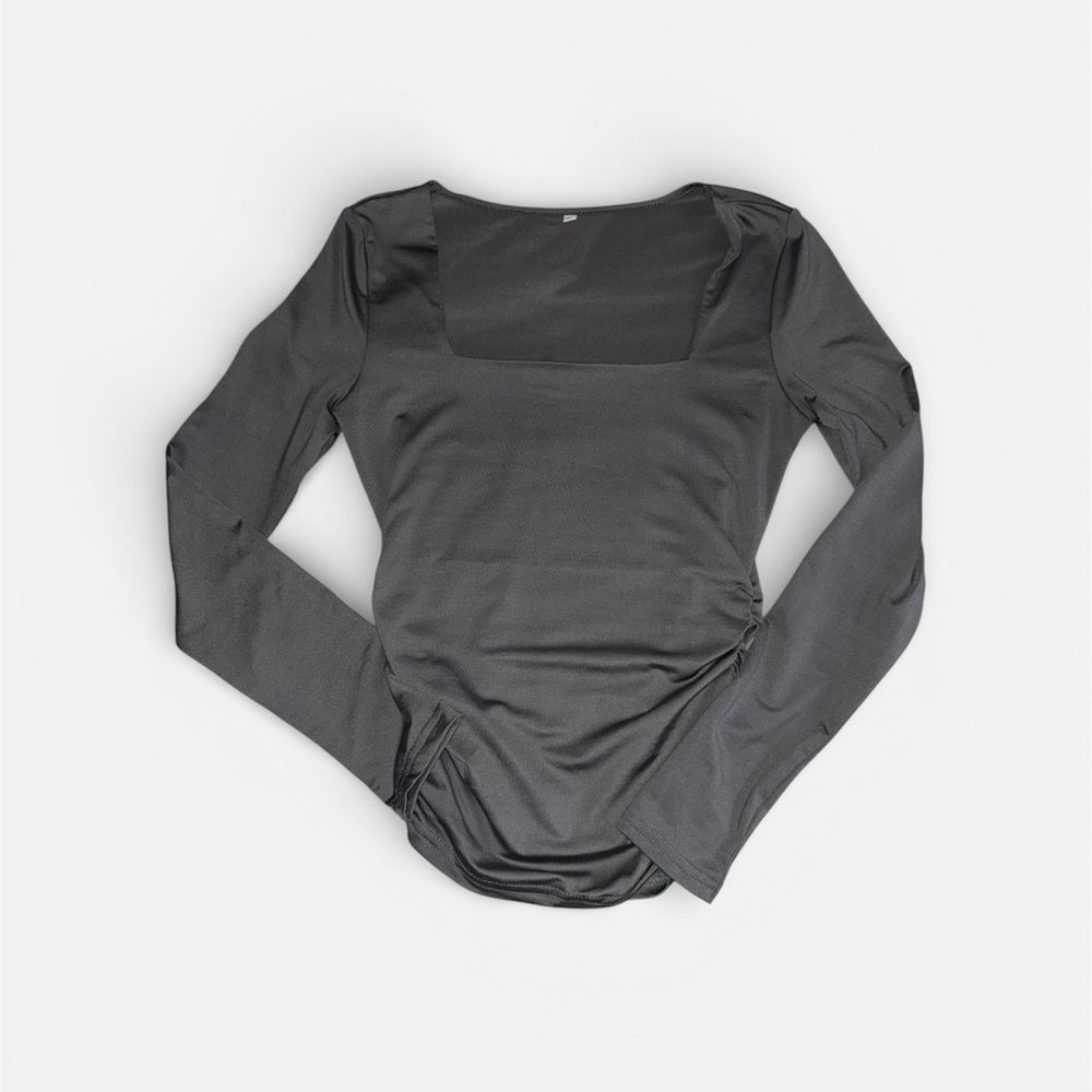 Elegant Gray Long Sleeve Top